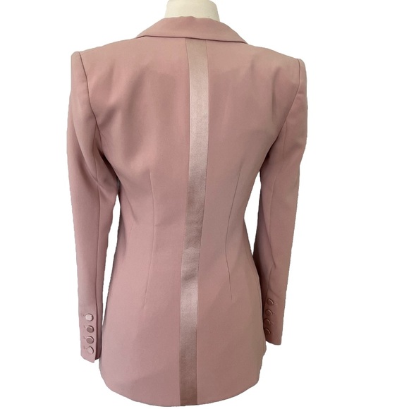 Cinq à Sept Blazer Jacket Women's 4 Dusty Pink Crepe Satin Tuxedo Barbie Lady - Picture 2 of 15